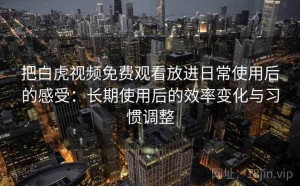 把白虎视频免费观看放进日常使用后的感受：长期使用后的效率变化与习惯调整
