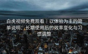白虎视频免费观看｜以体验为主的简单说明：长期使用后的效率变化与习惯调整