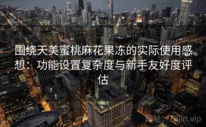 围绕天美蜜桃麻花果冻的实际使用感想：功能设置复杂度与新手友好度评估