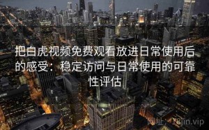把白虎视频免费观看放进日常使用后的感受：稳定访问与日常使用的可靠性评估