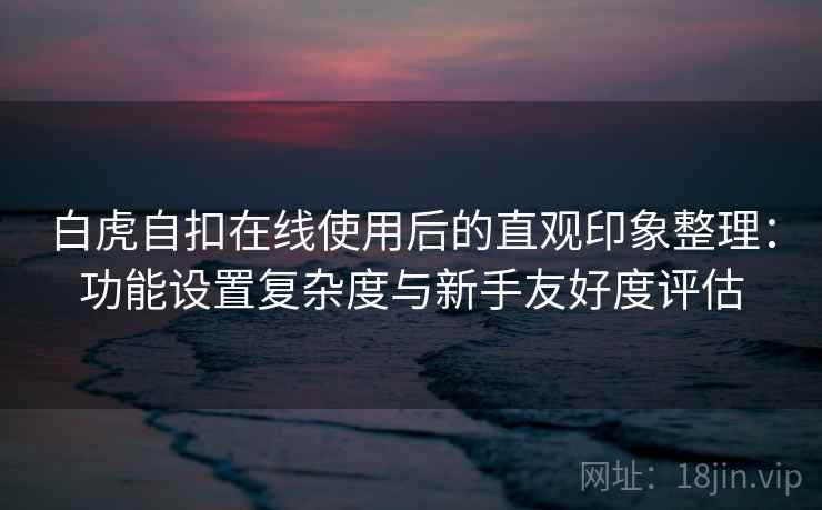 白虎自扣在线使用后的直观印象整理：功能设置复杂度与新手友好度评估