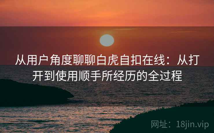 从用户角度聊聊白虎自扣在线：从打开到使用顺手所经历的全过程